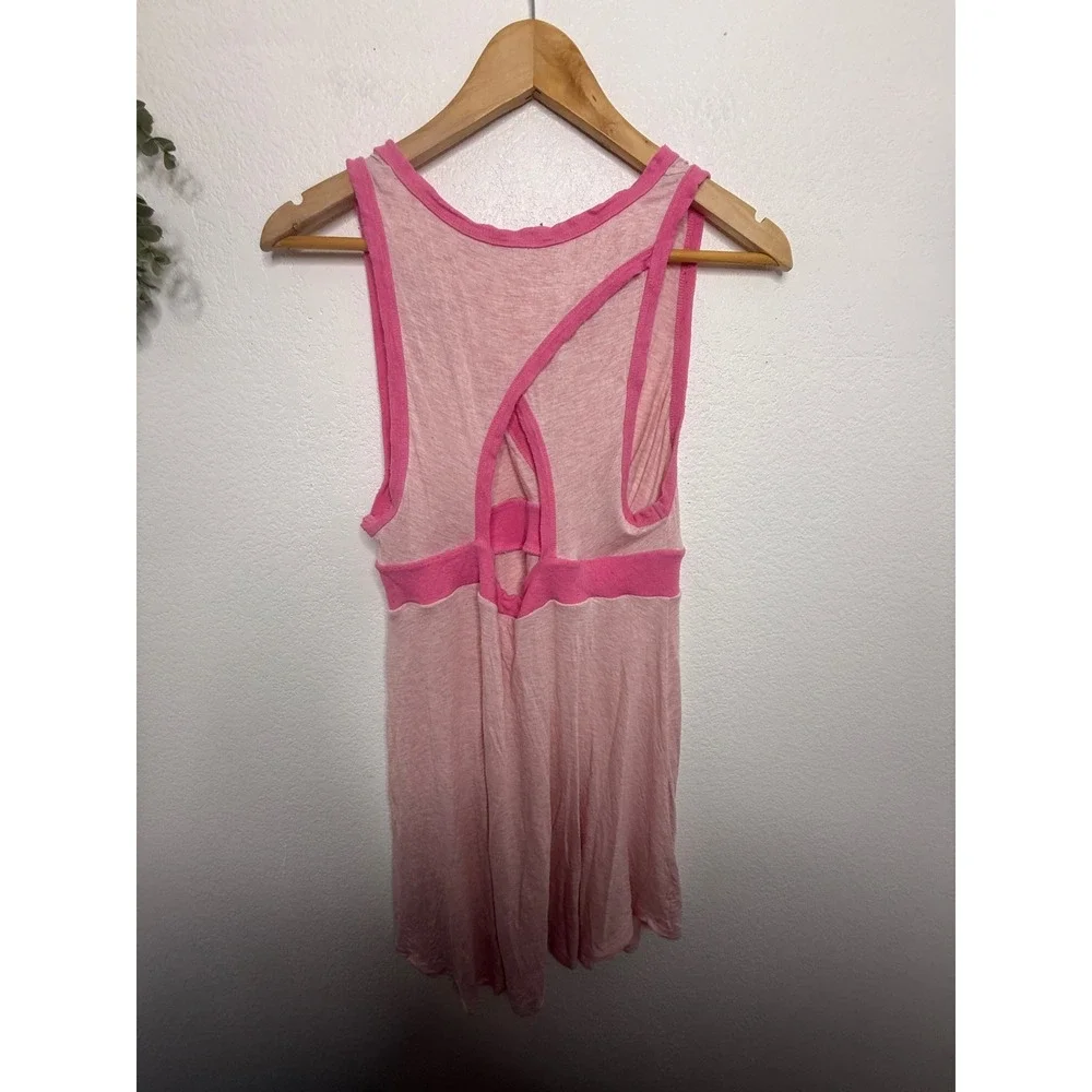 Betsey Johnson Intimates Pink Heathered V-Neck‎ Babydoll Chemise Nightgown Large